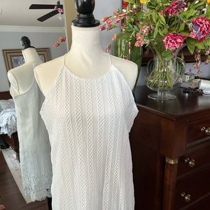 Carmen Marc Valvo White Crochet Dress NWT Size 8! Fully Lined.